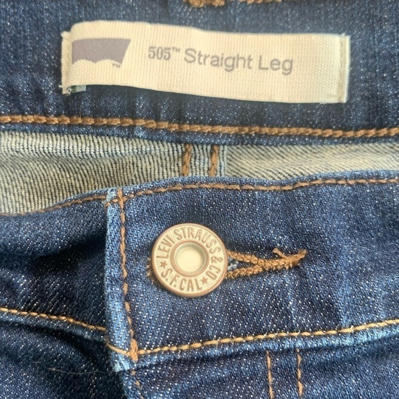 Levi's 505 Straight Leg High Rise Back Flap Pocket Blue Jeans Size 10 - Picture 7 of 9